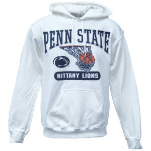 white hooded sweatshirt Penn State Nittany Lions basketball and net